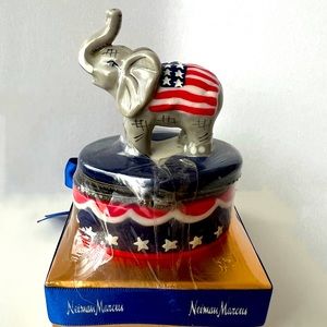 Neiman Marcus/Godiva GOP Republican elephant trinket box and chocolates